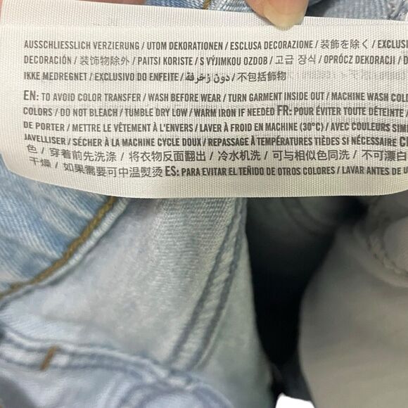 Abercrombie & Fitch 90s Straight Jeans Women’s 29 Short Light Wash Split Hem - Picture 11 of 13